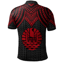 Tahiti Custom Polo Shirt Polynesian Armor Style Red - Polynesian Pride