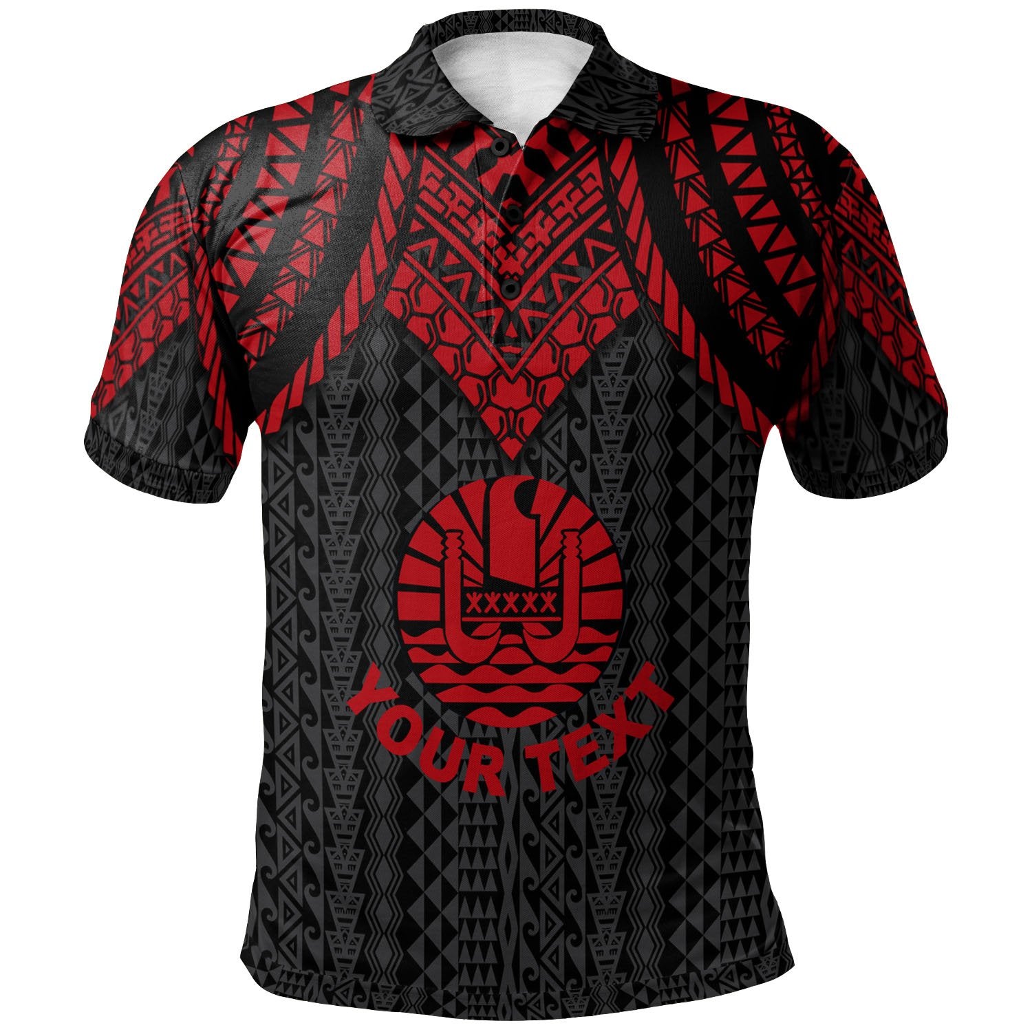 Tahiti Custom Polo Shirt Polynesian Armor Style Red Unisex Red - Polynesian Pride