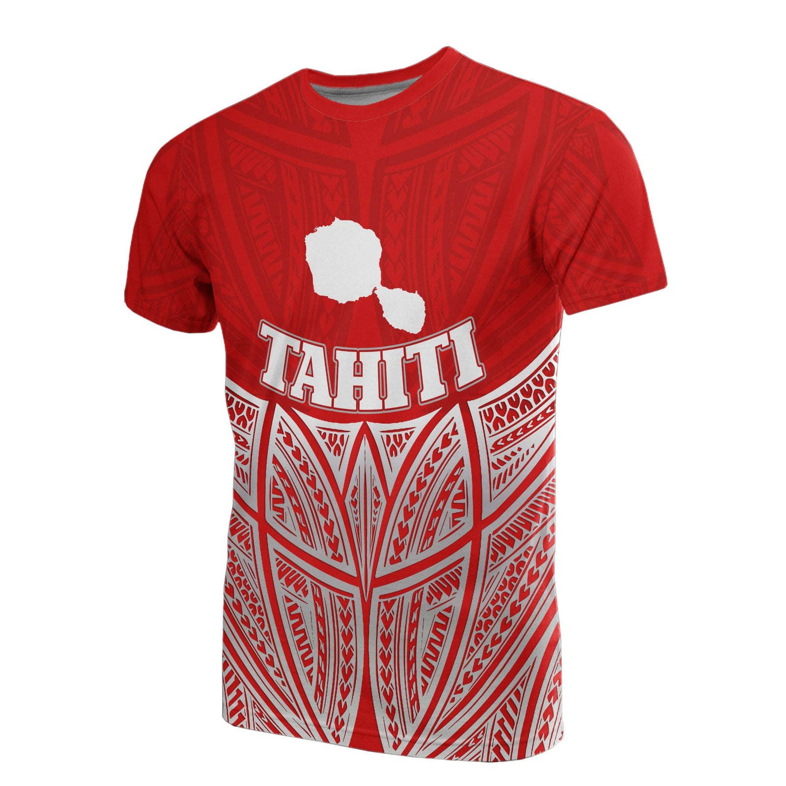 Tahiti Polynesian T Shirt Red Pride Map and Seal Unisex Red - Polynesian Pride