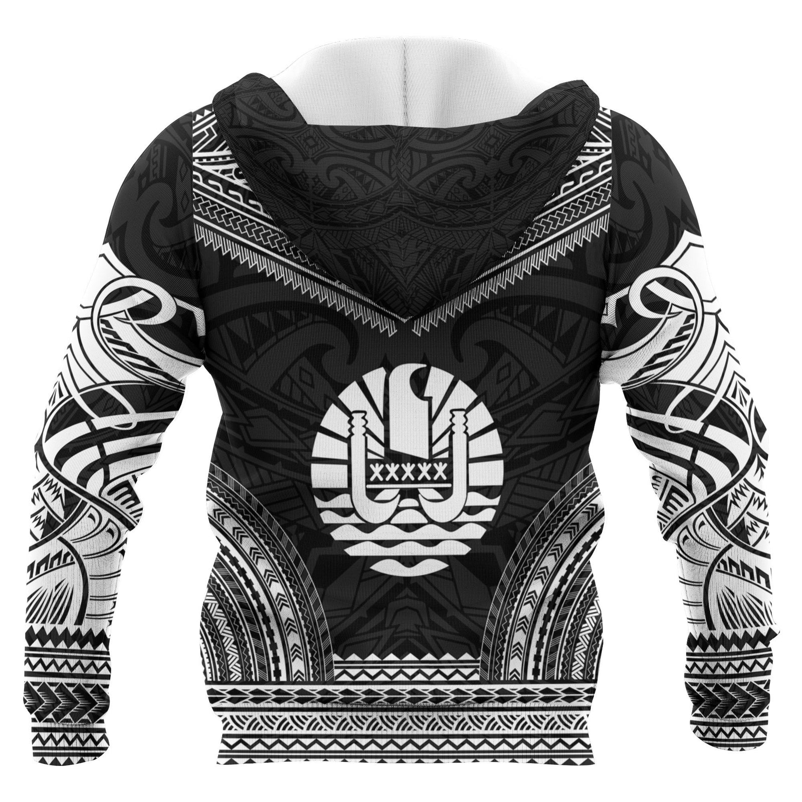 Tahiti Polynesian Chief Custom Zip up Hoodie Black Version Unisex Black - Polynesian Pride