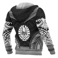 Tahiti Polynesian Chief Custom Zip up Hoodie Black Version - Polynesian Pride