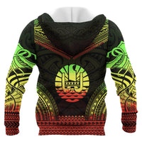 Tahiti Polynesian Chief Custom Zip up Hoodie Reggae Version Unisex Reggae - Polynesian Pride