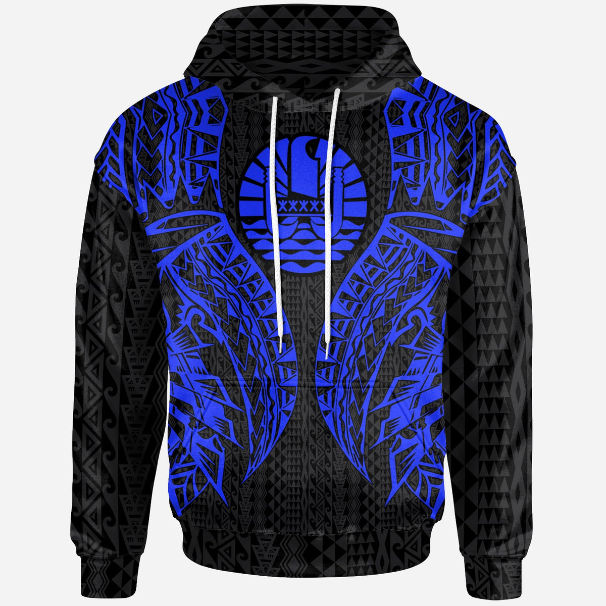 Tahiti Hoodie Polynesian Lion Head Blue Style Unisex Blue - Polynesian Pride