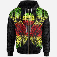 Tahiti Zip up Hoodie Polynesian Lion Head Reggae Style Unisex Reggae - Polynesian Pride