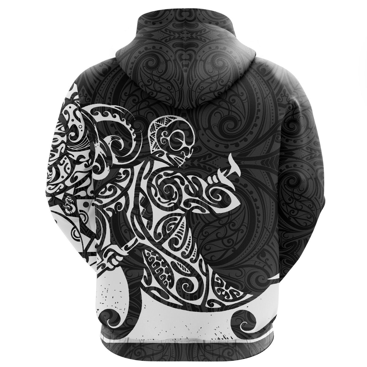 New Zealand Maori Tangaroa Tattoo Hoodie White - Polynesian Pride