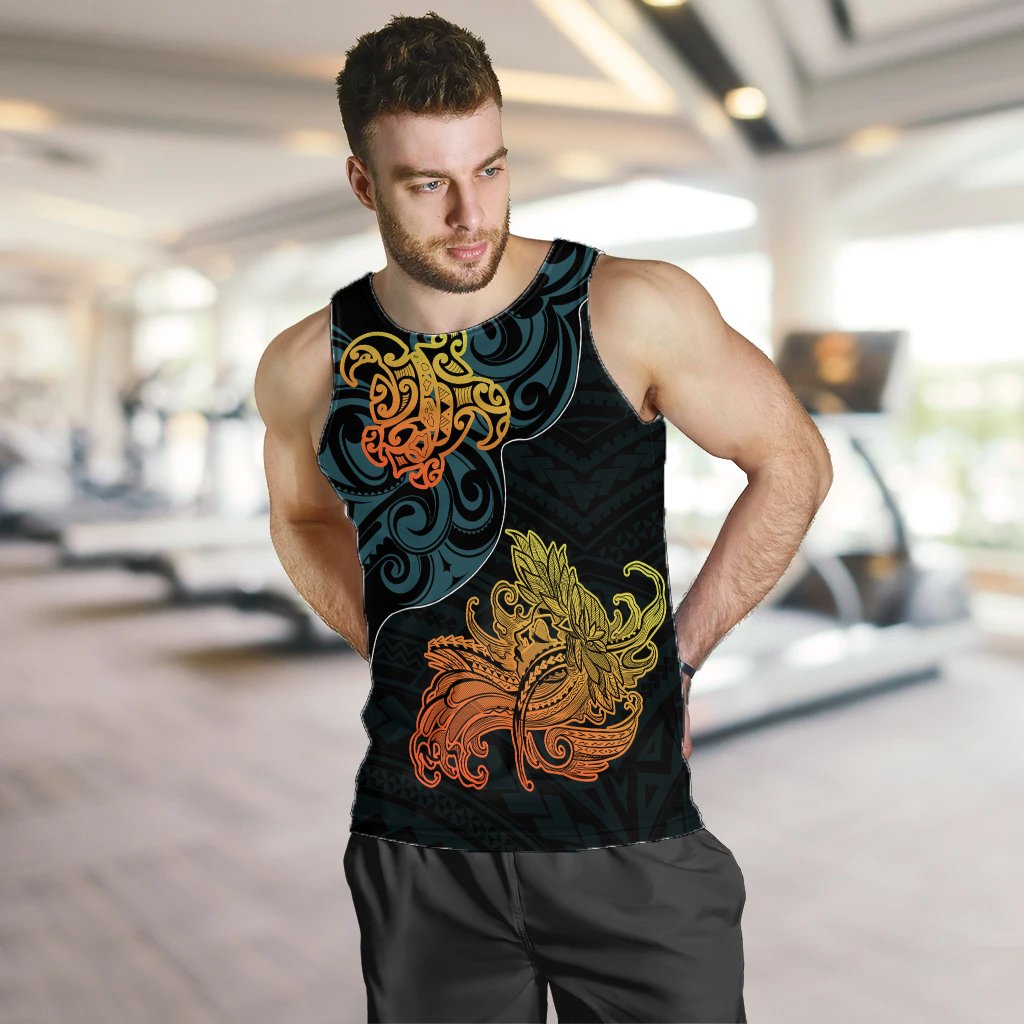Hawaiian Polynesian Hula Girl And Turtle Men's Tank Top - The Wave Style - AH - Polynesian Pride
