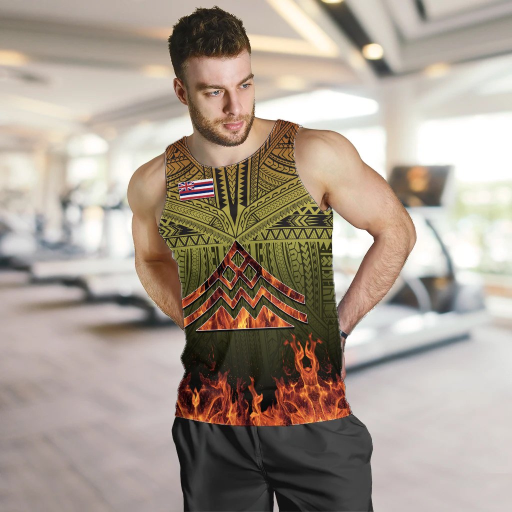 Hawaiian Polynesian Mauna Kea Fire Men's Tank Top - Burn Style - AH - Polynesian Pride