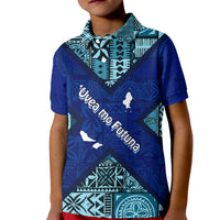 Uvea mo Futuna Dolphin Tapa Tribal Pattern Polo Shirt KID LT7 Kid Navy - Polynesian Pride