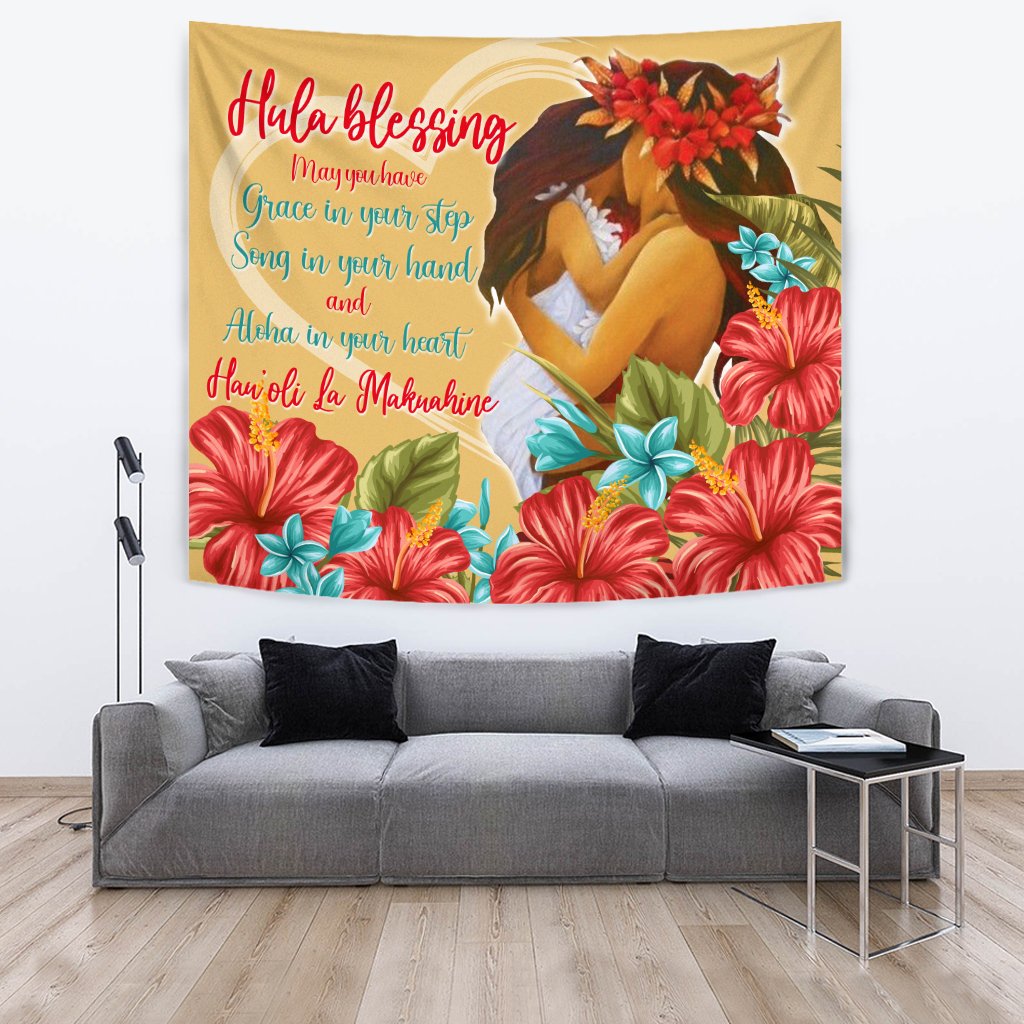 Hawaii Happy Mother Day Tapestry - Love Style - AH Wall Tapestry Orange - Polynesian Pride