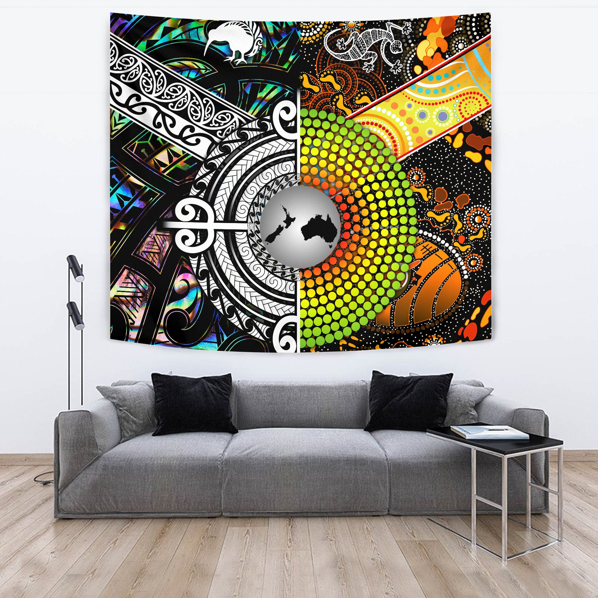 New Zealand Maori Aotearoa And Australia Aboriginal Tapestries Together - Paua Shell LT8 - Polynesian Pride