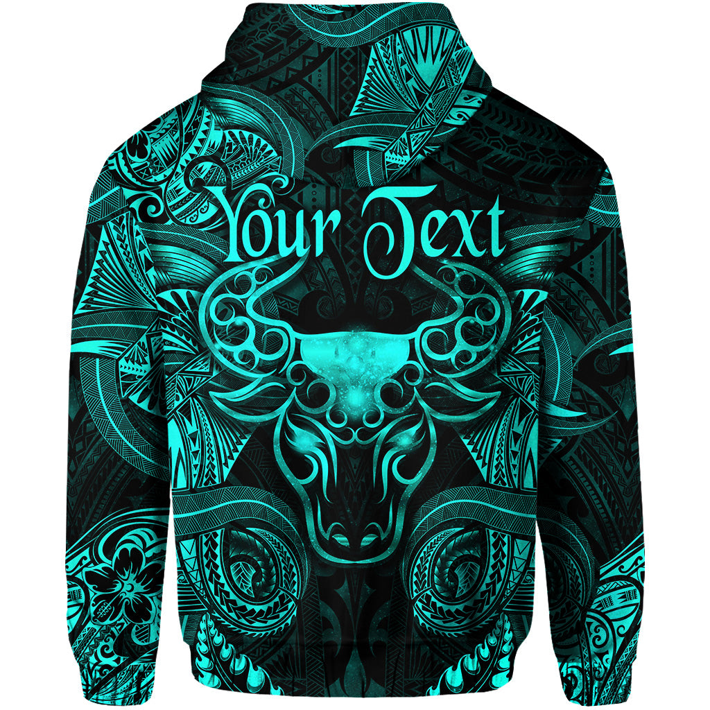 Custom Taurus Zodiac Polynesian Zip Hoodie Unique Style Turquoise LT8 - Polynesian Pride