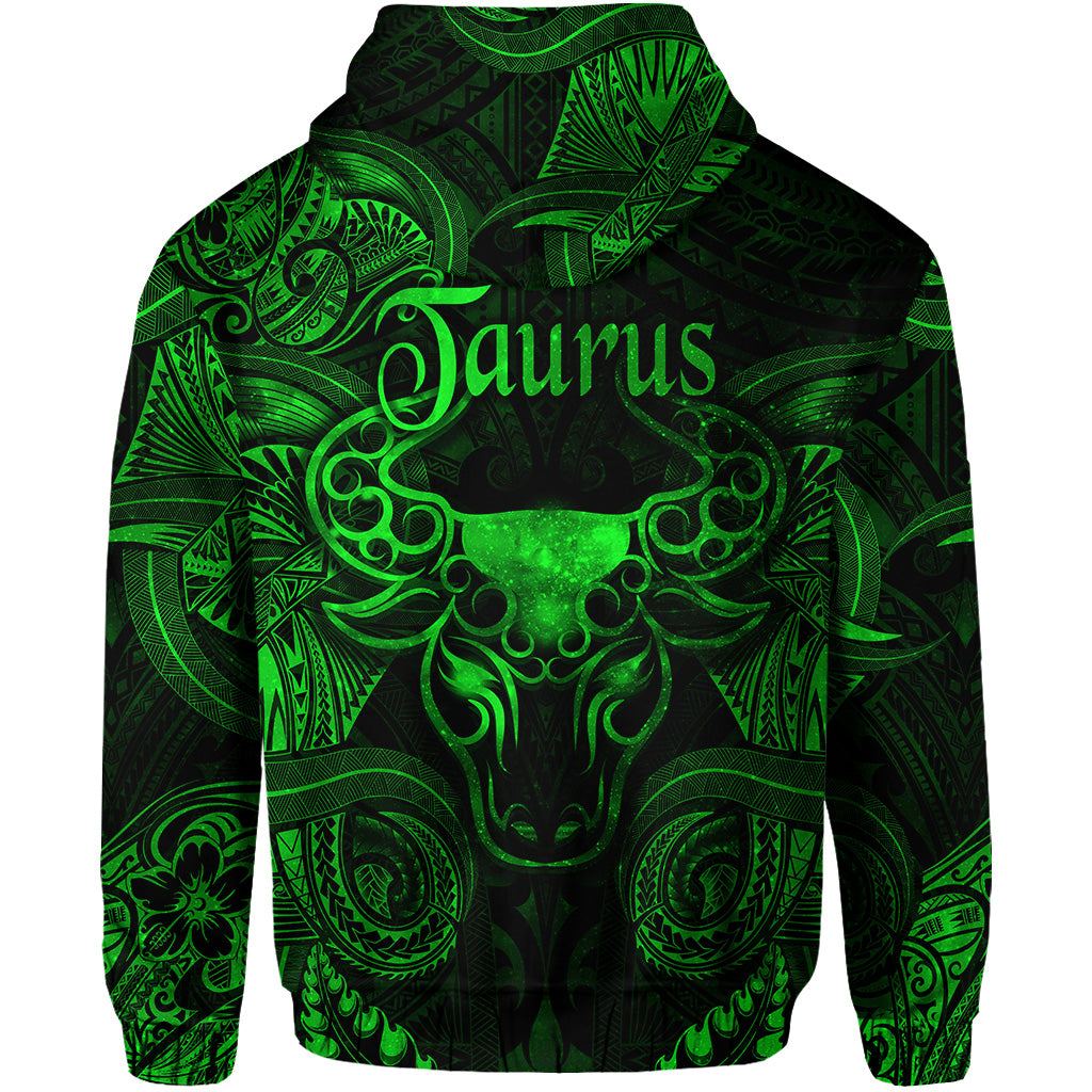 Taurus Zodiac Polynesian Zip Hoodie Unique Style Green LT8 - Polynesian Pride