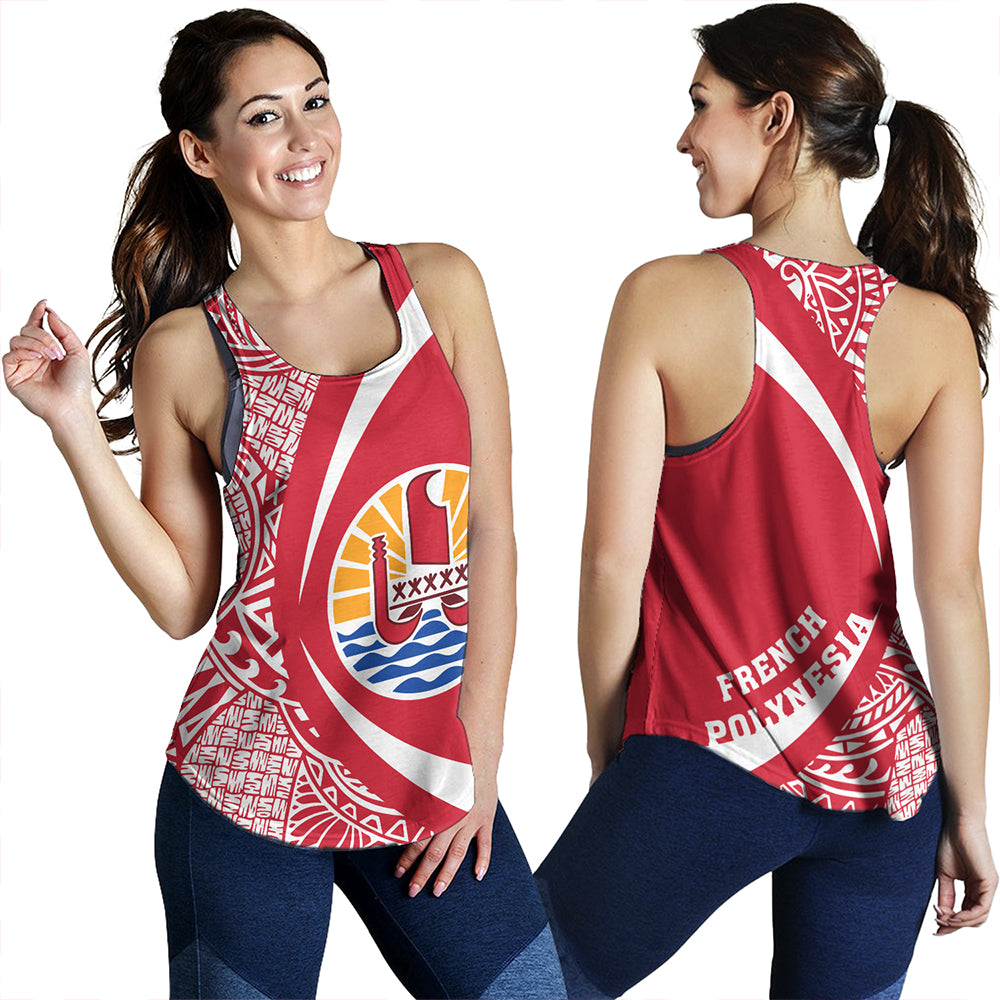 French Polynesia Women Tank Coat Of Arm Lauhala Circle - Polynesian Pride