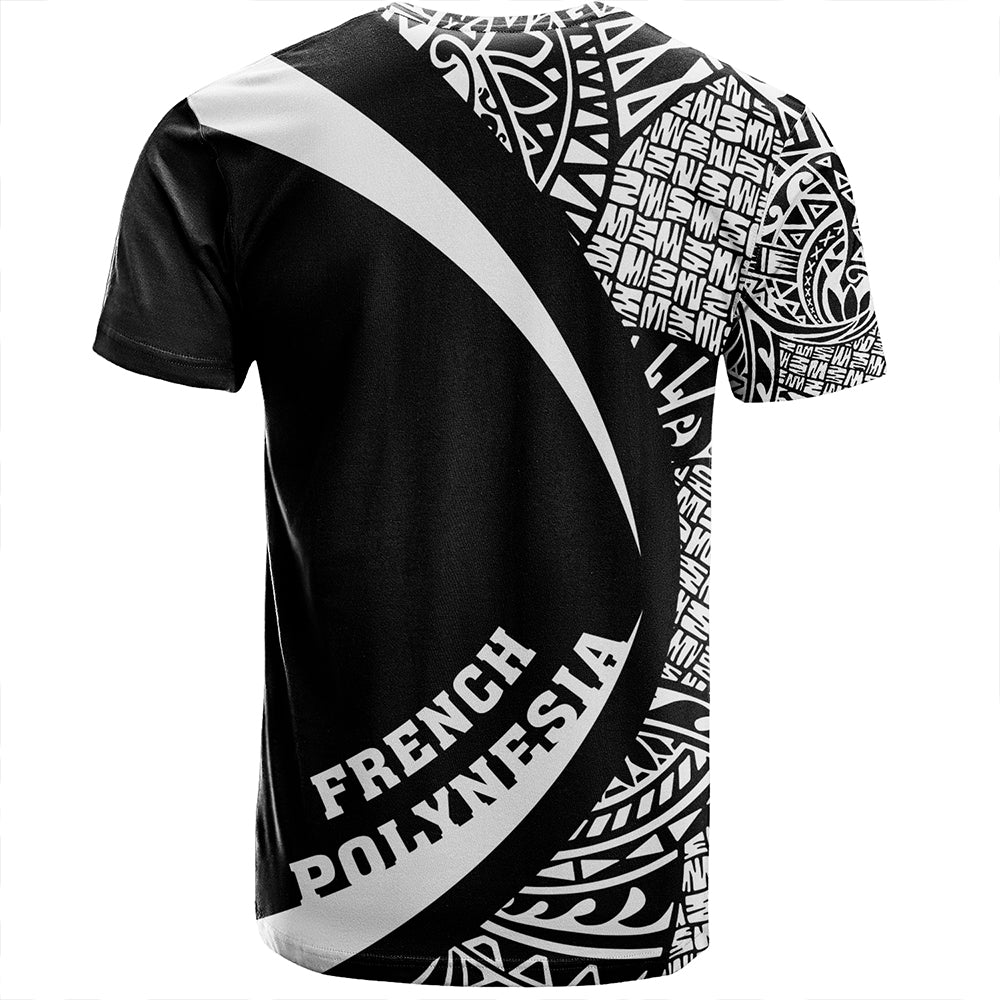 French Polynesia T Shirt Coat of Arm Lauhala White Circle - Polynesian Pride