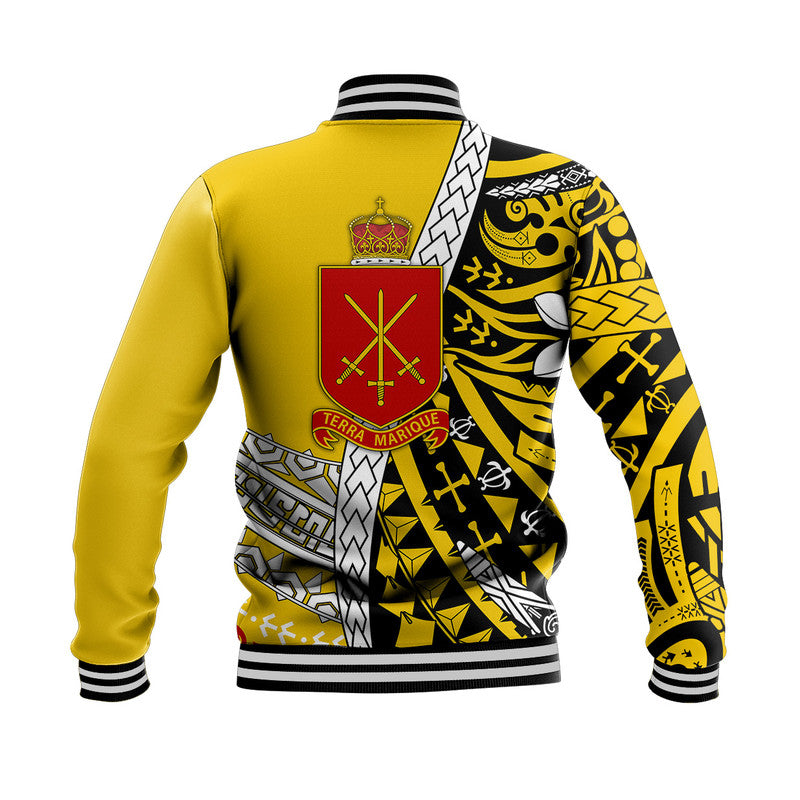 Tonga Terra Marique Baseball Jacket Gold Polynesian Minimalist Style LT9 - Polynesian Pride