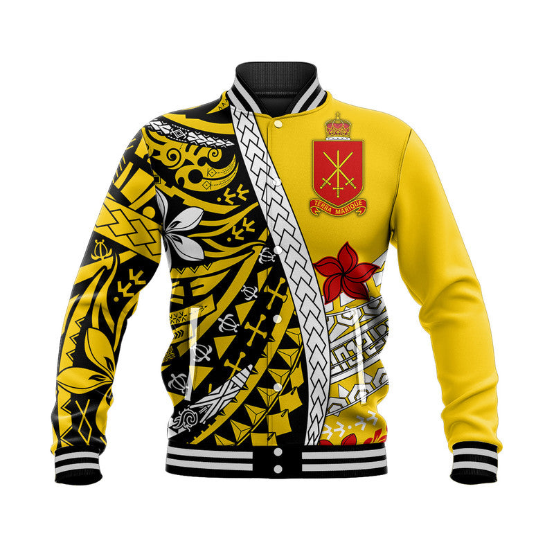 Tonga Terra Marique Baseball Jacket Gold Polynesian Minimalist Style LT9 Unisex Gold - Polynesian Pride