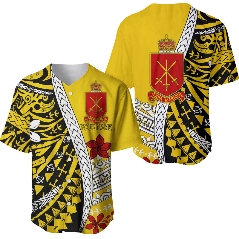 (Custom Personalised) Tonga Terra Marique Baseball Jersey Gold Polynesian Minimalist Style LT9 Gold - Polynesian Pride