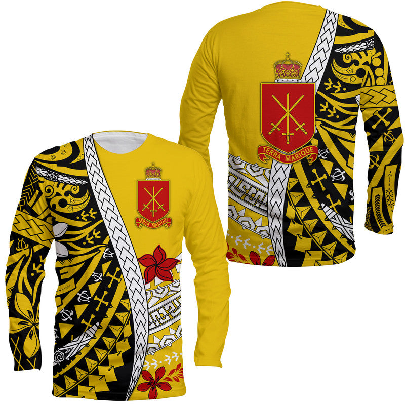 Tonga Terra Marique Long Sleeve Shirt Gold Polynesian Minimalist Style LT9 Unisex Gold - Polynesian Pride