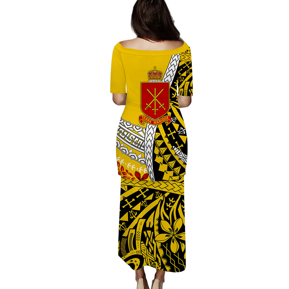Tonga Terra Marique Tonga Puletaha Dress Gold Polynesian Minimalist Style LT9 - Polynesian Pride