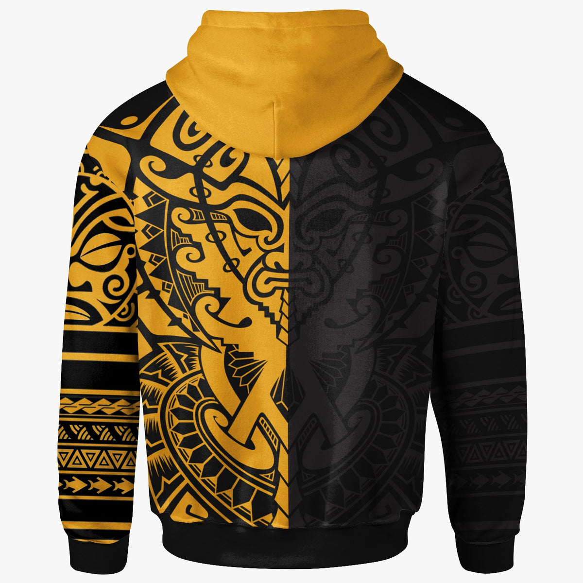 Polynesian Hoodie Tribal Pattern Gold Half Style - Polynesian Pride