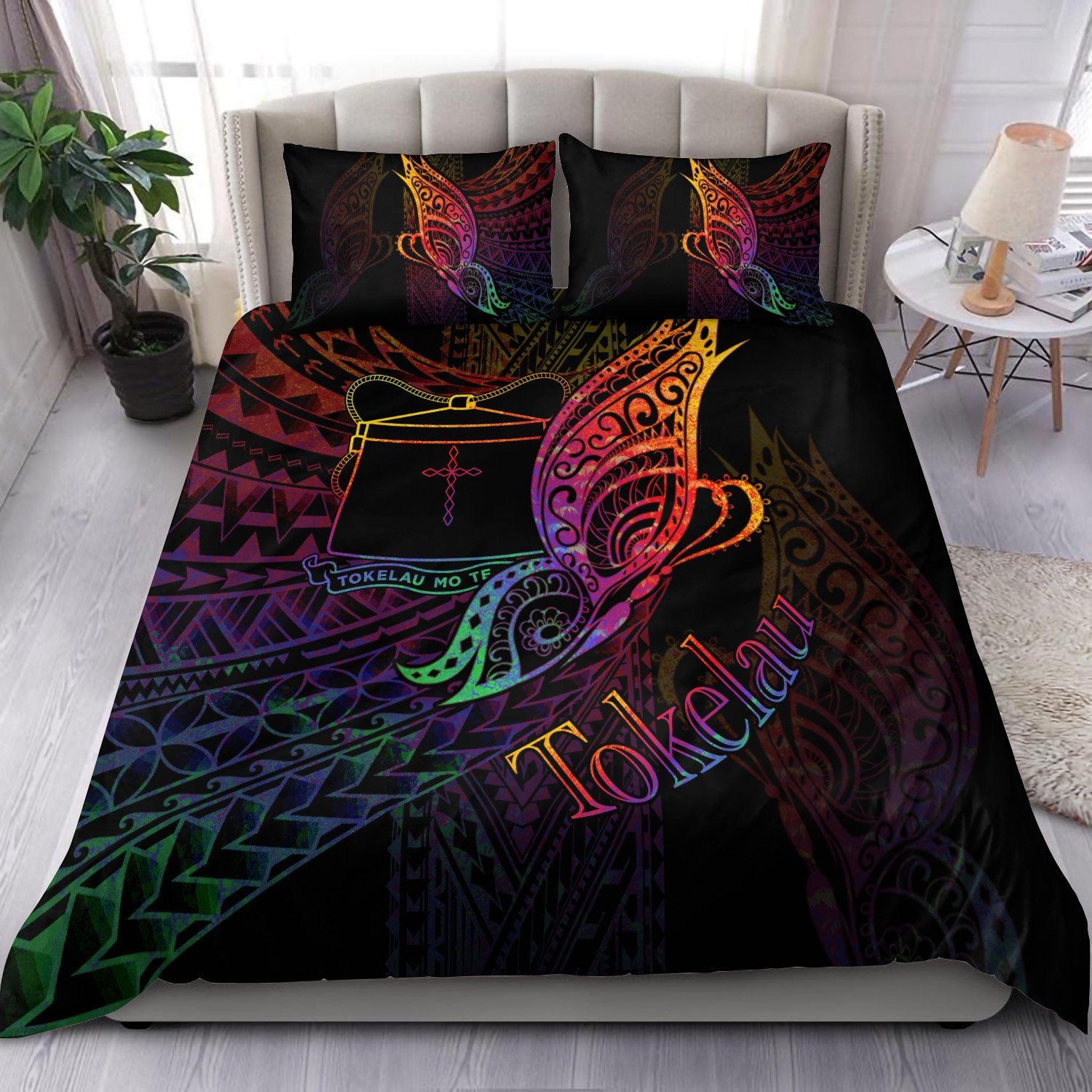 Tokelau Bedding Set - Butterfly Polynesian Style Black - Polynesian Pride