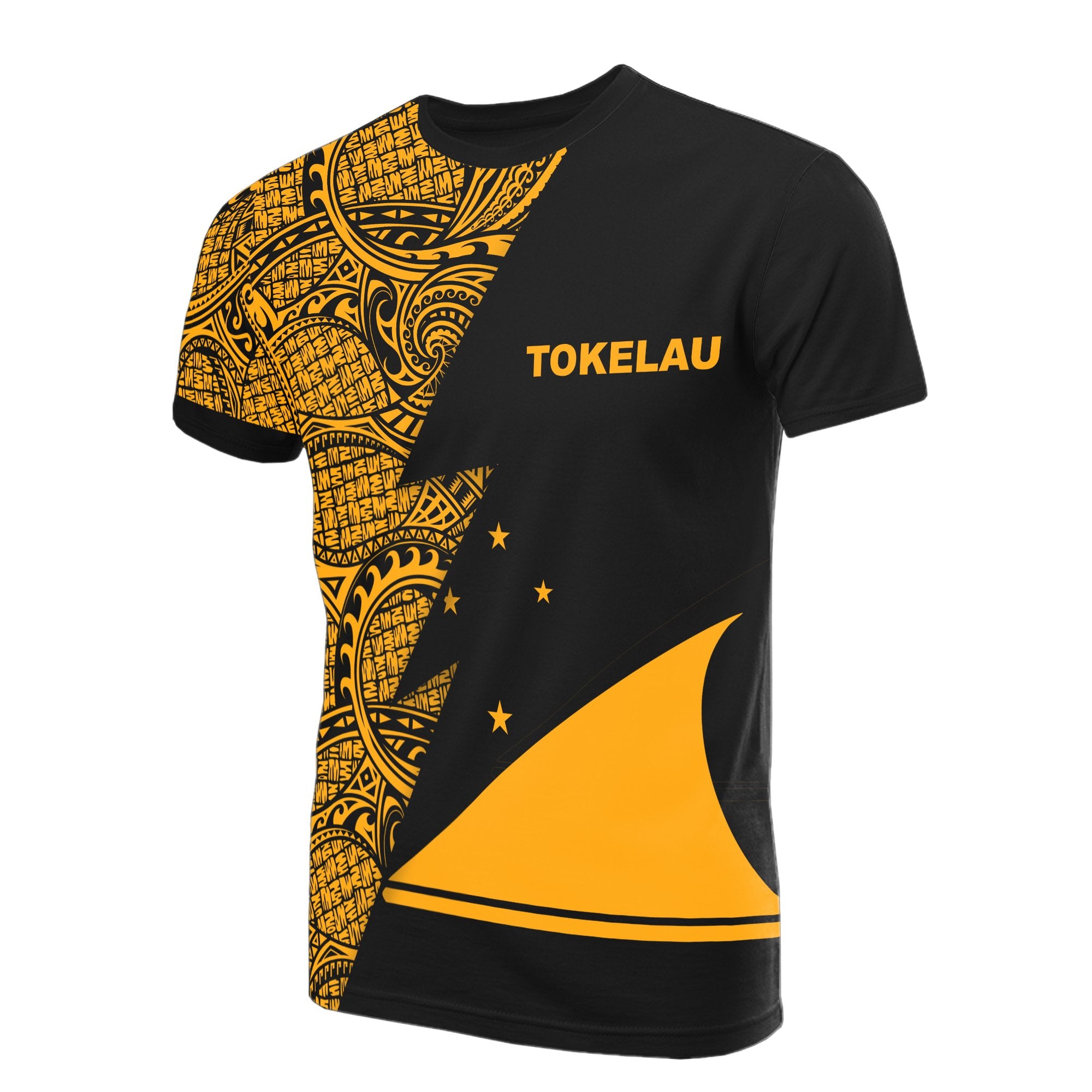 Tokelau T Shirt Polynesian Patter Gold Flash Style Unisex Gold - Polynesian Pride