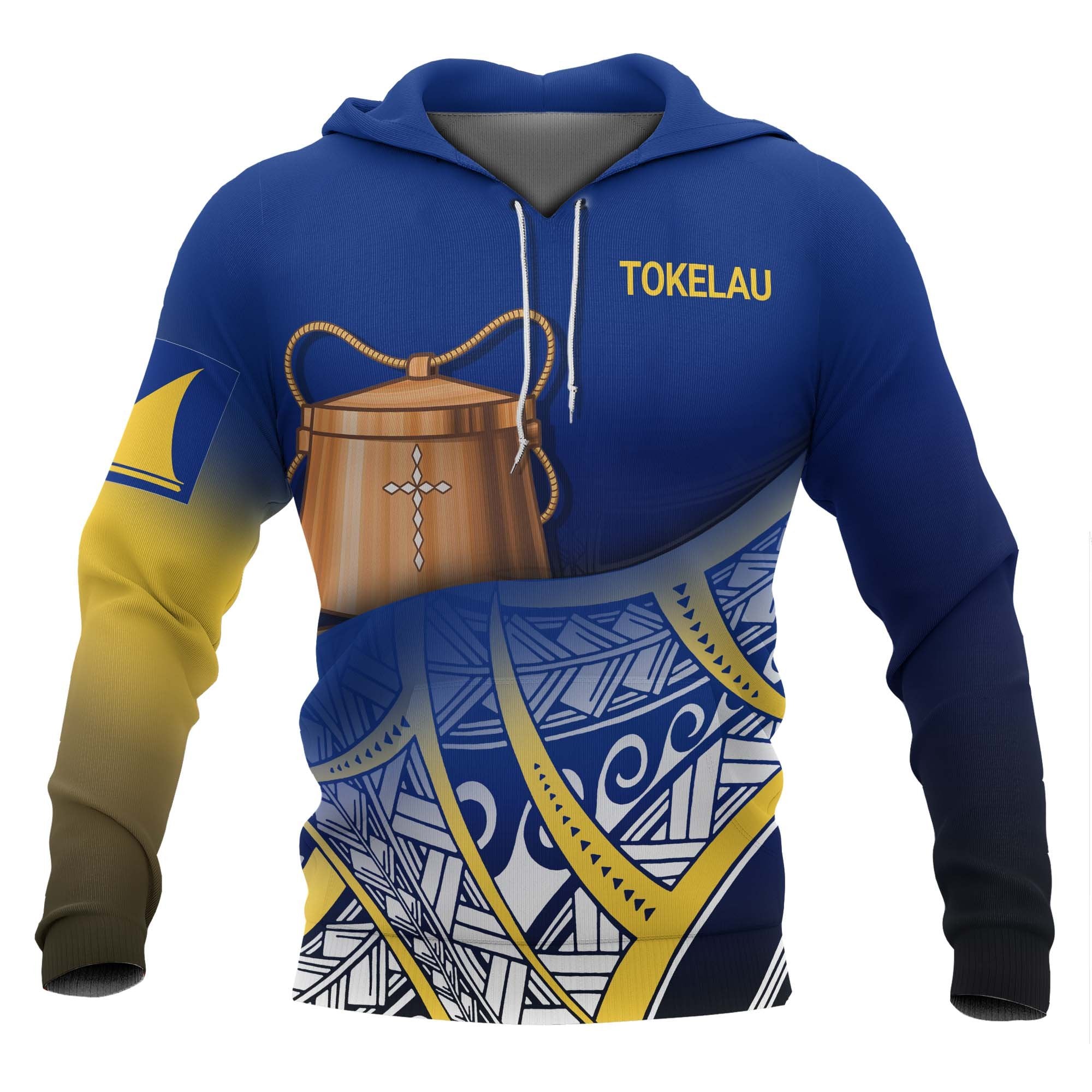 Tokelau Coat of rms Hoodie Polynesian Pattern Unisex Blue - Polynesian Pride