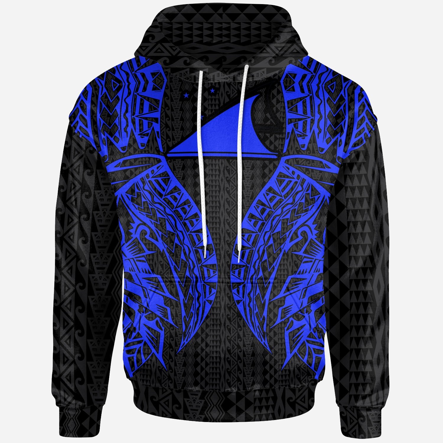 Tokelau Hoodie Polynesian Lion Head Blue Style Unisex Blue - Polynesian Pride