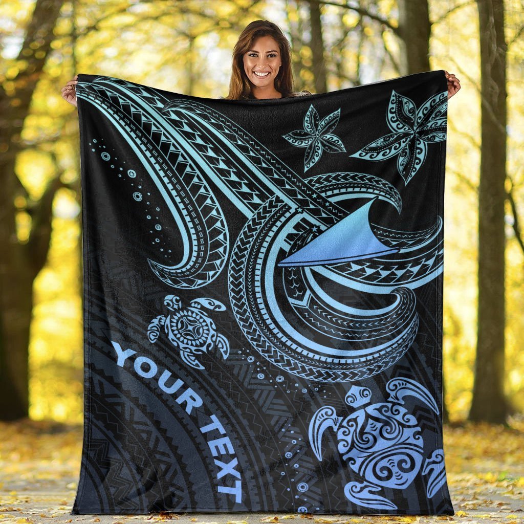 Tokelau Custom Personalised Premium Blanket - Blue Turtle - Polynesian Pride