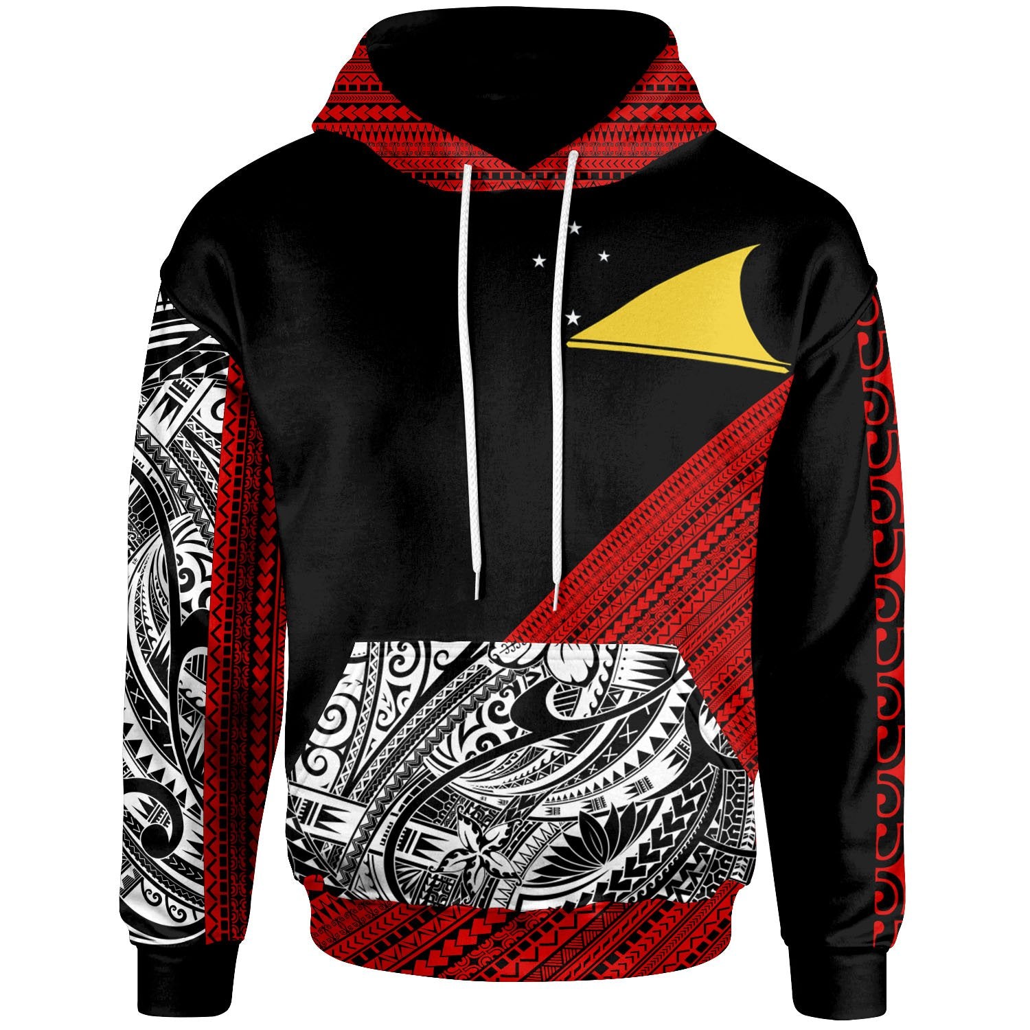 Tokelau Custom Hoodie Polynesian Diagonal Pattern Red Unisex Red - Polynesian Pride