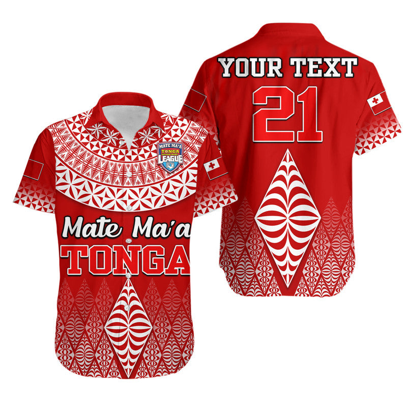 (Custom Personalised) Mate Ma'a Tonga Rugby Hawaiian Shirt Tongan Kupesi Ngatu Style LT9 Unisex Red - Polynesian Pride