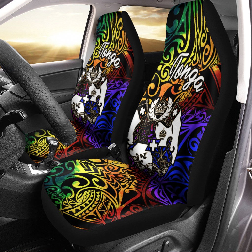 Tonga Car Seat Covers - Rainbow Polynesian Pattern Universal Fit Rainbow - Polynesian Pride