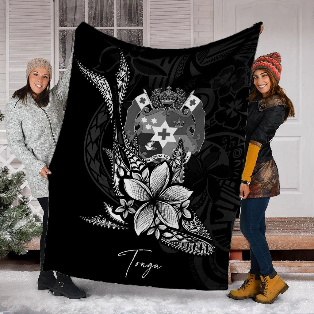 Tonga Premium Blanket - Fish With Plumeria Flowers Style - Polynesian Pride