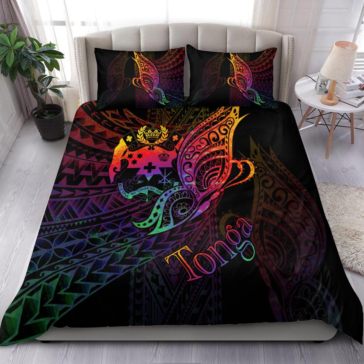 Tonga Bedding Set - Butterfly Polynesian Style Black - Polynesian Pride