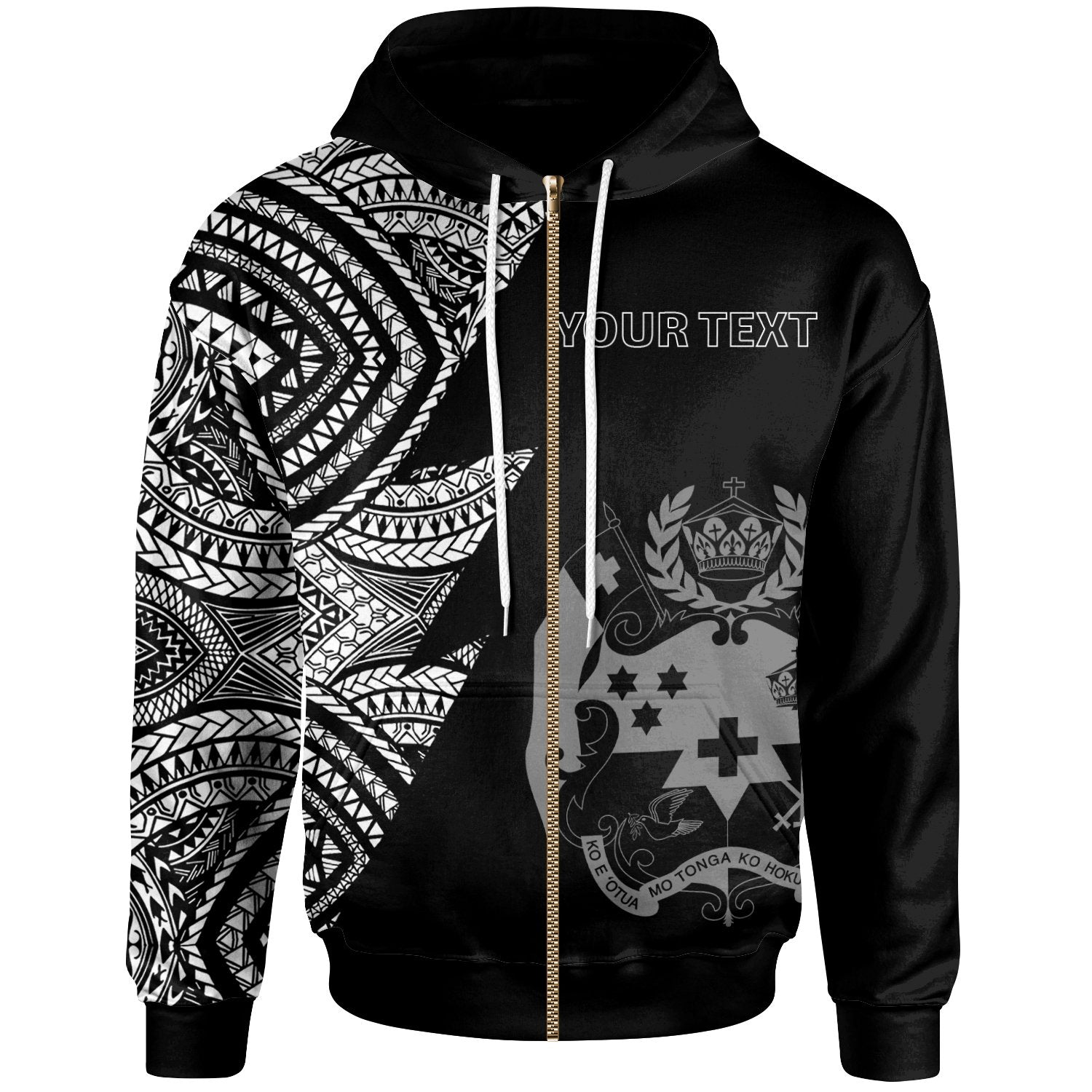 Tonga Custom Personalized Zip up Hoodie Flash Style White Unisex White - Polynesian Pride