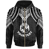 Tonga Custom Zip up Hoodie Polynesian Armor Style Black Unisex Black - Polynesian Pride