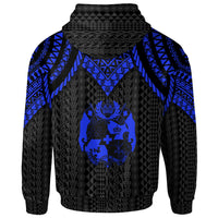 Tonga Custom Zip up Hoodie Polynesian Armor Style Blue - Polynesian Pride