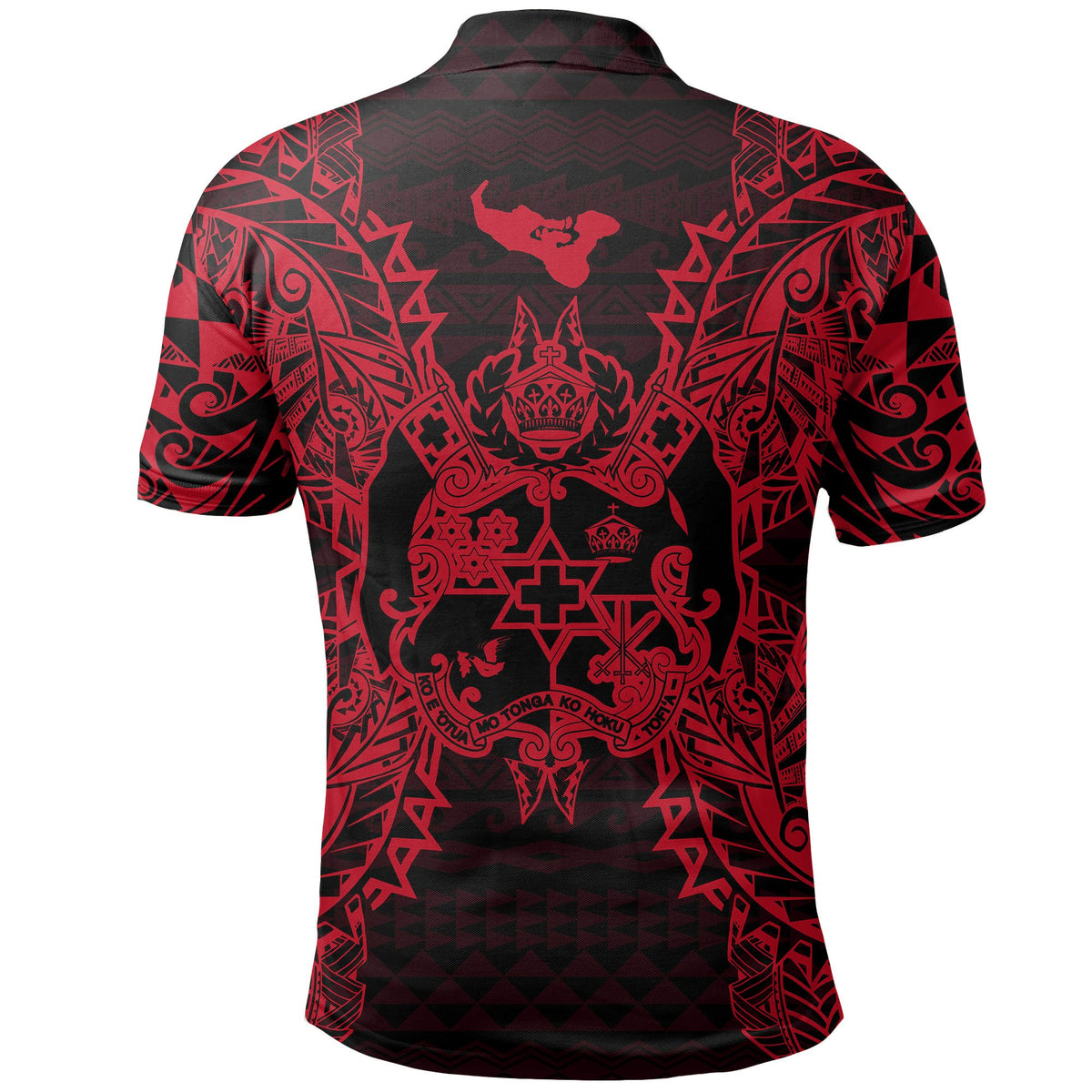 Tonga Polo Shirt Tongan Coat Of Arms Map Polynesian Tattoo Red - Polynesian Pride