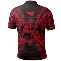 Tonga Polo Shirt Tongan Coat Of Arms Map Polynesian Tattoo Red - Polynesian Pride