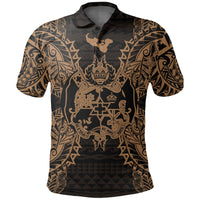 Tonga Polo Shirt Tongan Coat Of Arms Map Polynesian Tattoo Gold Unisex Gold - Polynesian Pride