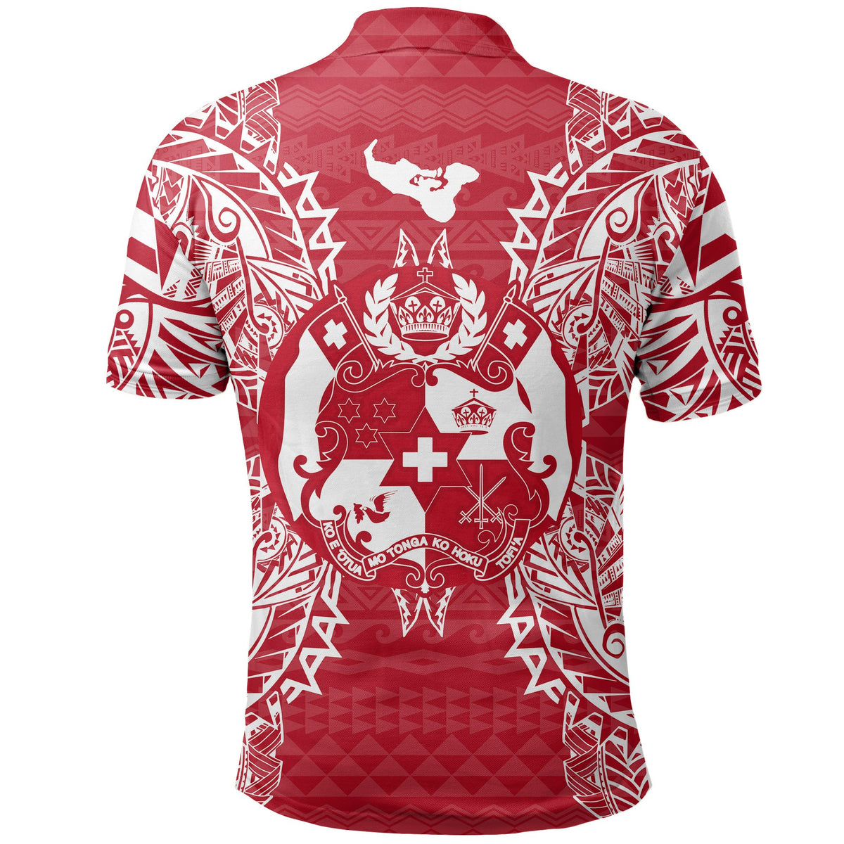 Tonga Polo Shirt Tongan Coat Of Arms Map Polynesian Tattoo Red White - Polynesian Pride