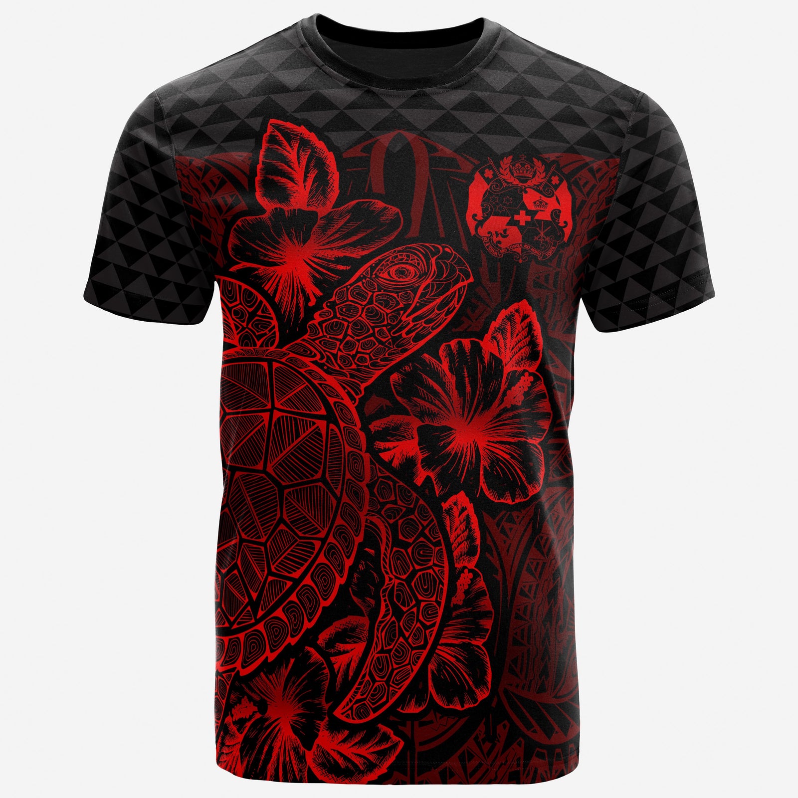 Tonga T Shirt Tonga Coat of Arms Turtle Hibiscus Red Unisex Red - Polynesian Pride