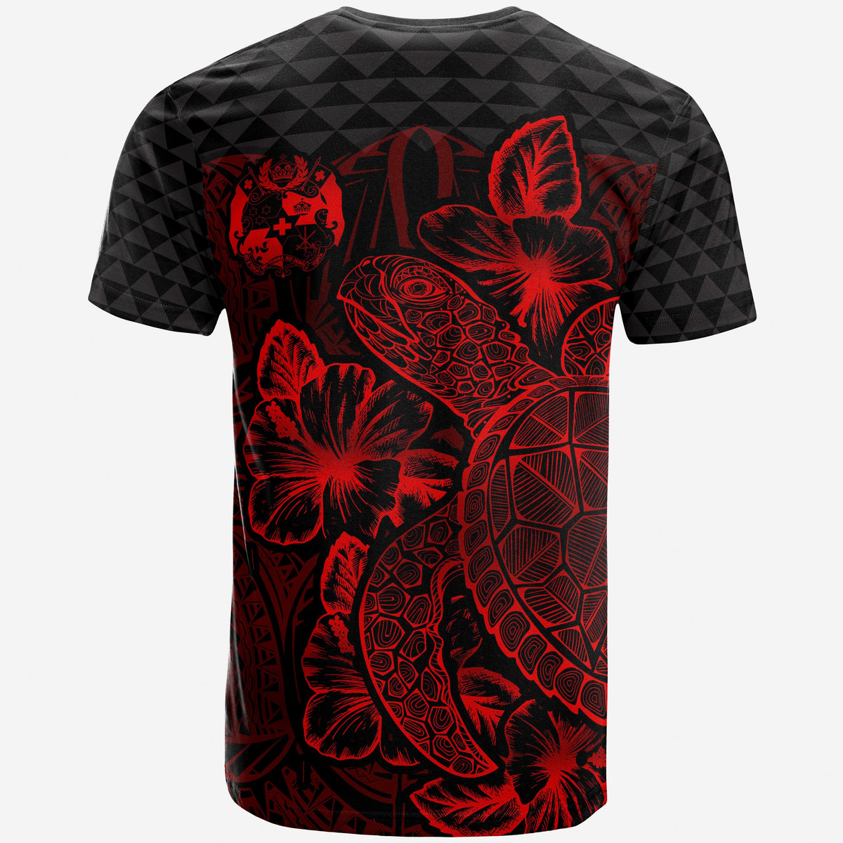 Tonga T Shirt Tonga Coat of Arms Turtle Hibiscus Red - Polynesian Pride