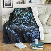 Tonga Custom Personalised Premium Blanket - Blue Turtle White - Polynesian Pride