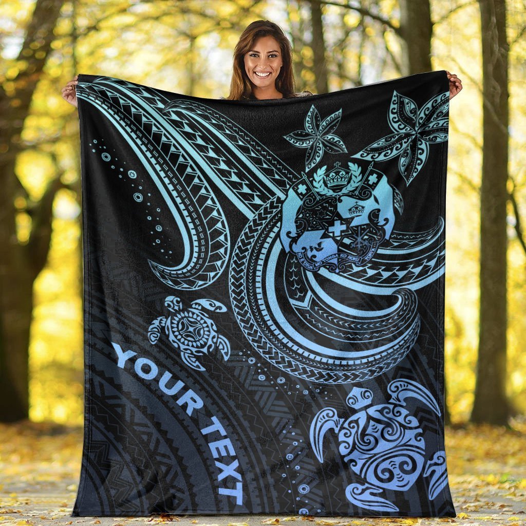 Tonga Custom Personalised Premium Blanket - Blue Turtle - Polynesian Pride