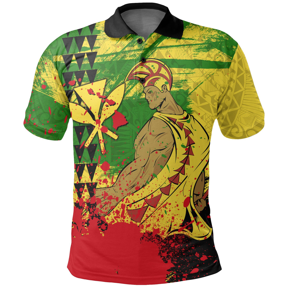 Hawaii Reggae Kanaka Maoli Warrior Spearhead Polo Shirt - Polynesian Pride