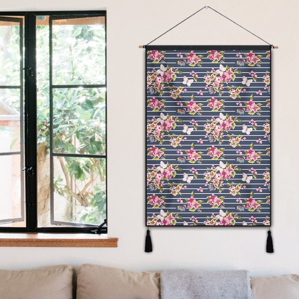 Tropical Butterfly Pink Hanging Poster - AH Hanging Poster 50 x 75 cm Cotton And Linen - Polynesian Pride