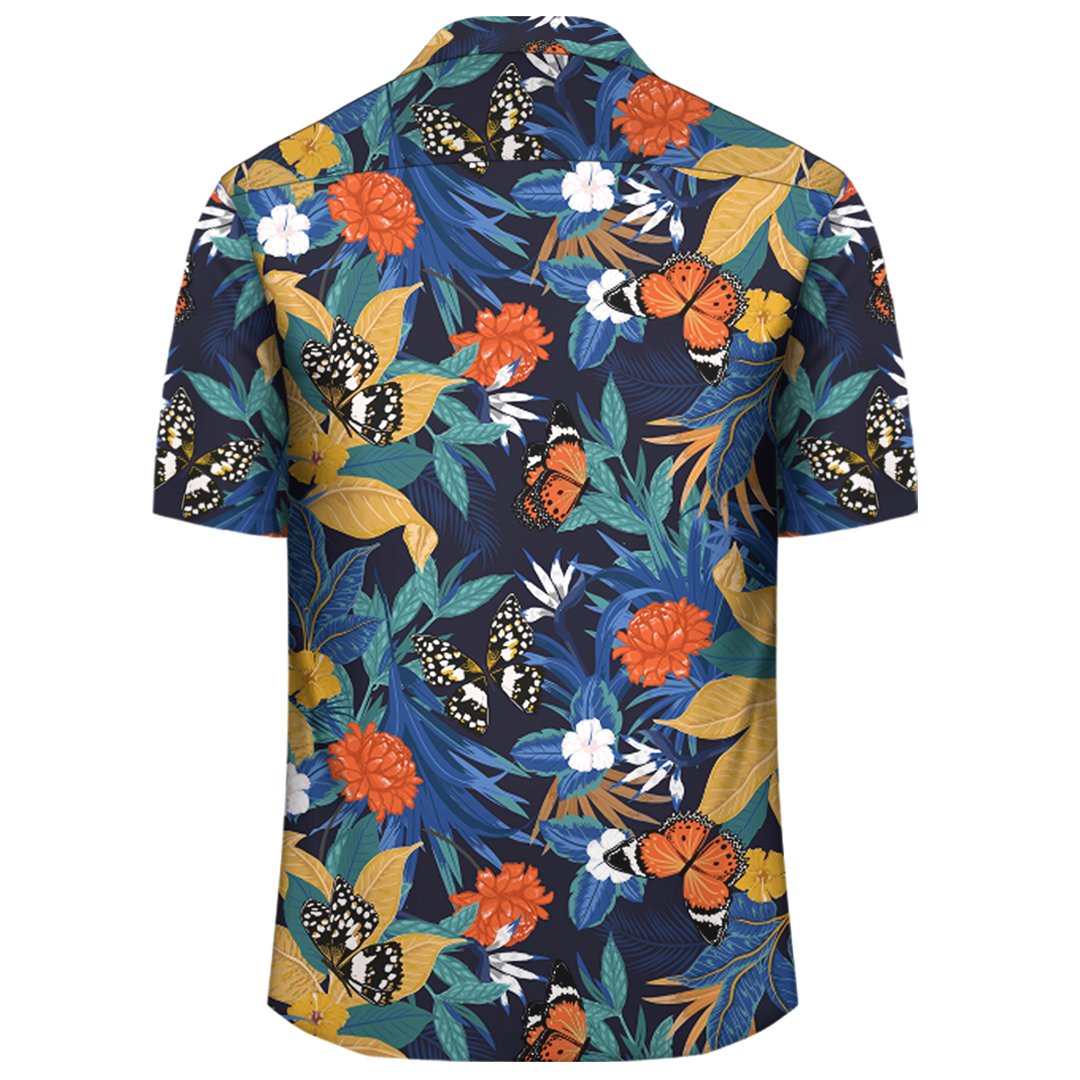Tropical Buttterfly And Flower Hawaiian Shirt - Polynesian Pride