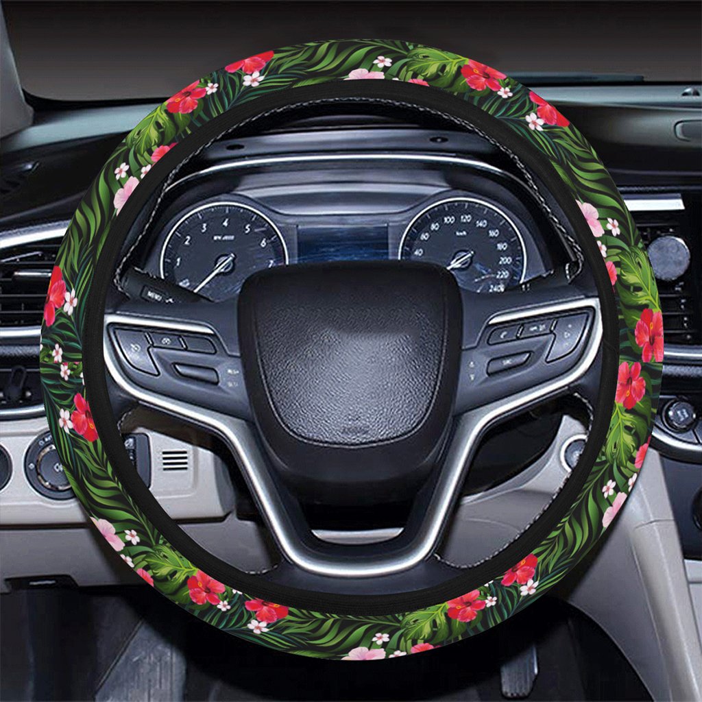 Tropical Flower Mix Hawaii Universal Steering Wheel Cover with Elastic Edge - Polynesian Pride