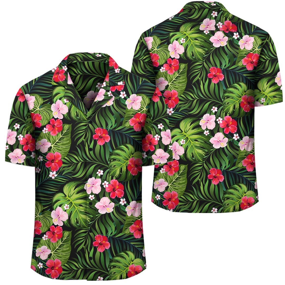 Tropical Flower Mix Hawaiian Shirt Unisex Black - Polynesian Pride